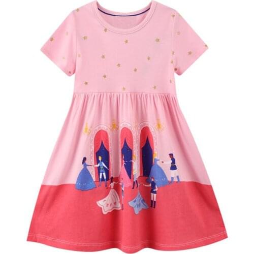Baby Girl Dress with Animal Applique Vestidos Striped Cotton Kids Unicorn Party Dresses for Girls Clothes Casual Dress 2-7Y