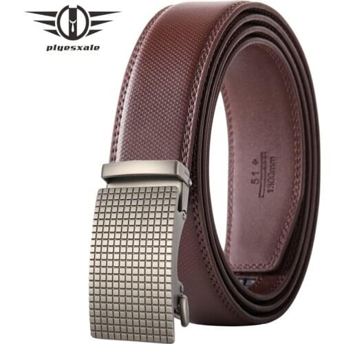 Fashion Plaid Automatic Buckle Belt For Men Luxury Mens Designer Belts High Quality Brown Genuine Leather Waist Belt Male B528