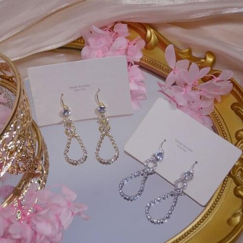 Luxury 14k Real Gold Long Drop Super Flash AAA Zircon Exquisite Earrings Wedding Bridal Accessories Ladies Jewelry