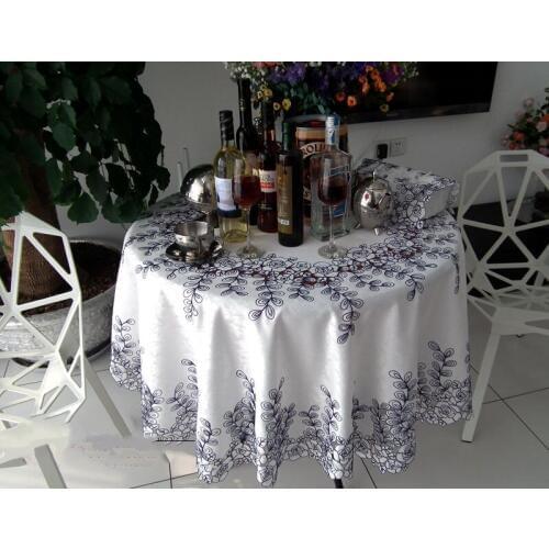 Blue rose series Rural cloth art Chinese embroidery The round table cloth 180*180cm The table cloth Dust cloth 70inch