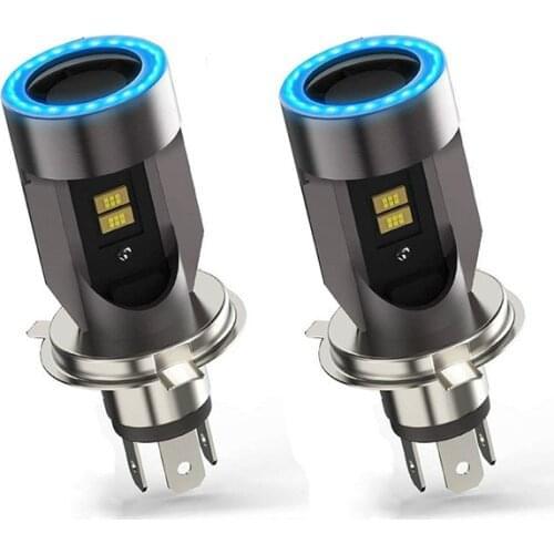 2X H4 LED Car Headlight Blue/red Angel Eye Super Bright Bulb Hi/Lo Beam Automobles Headlamp Auto 6000K White Motorcycle 12/24V