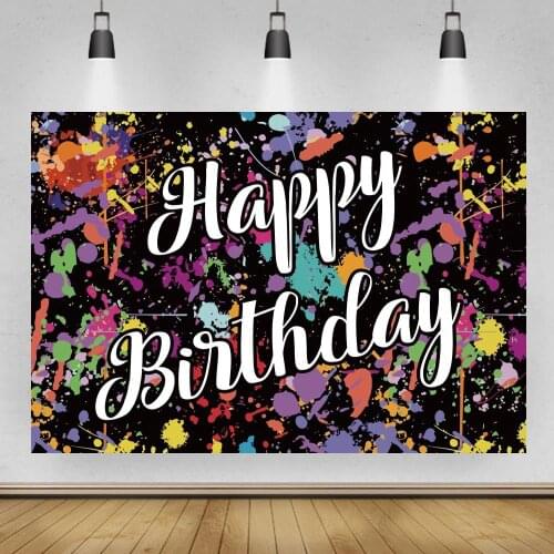 Glow Neon Birthday Backdrops for Photography Retro Disco Hip Hop Crazy Party Background Colorful Splatter Laser Ray Dark Night