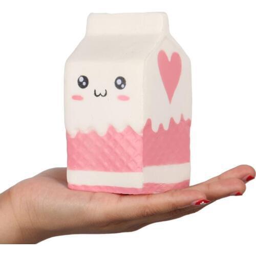Squishy Milk Box Slow Rising Cute Squeeze Relief Anti-stres Squishes PU Toys Kids Gift White & Pink Two Colors Decompression Toy