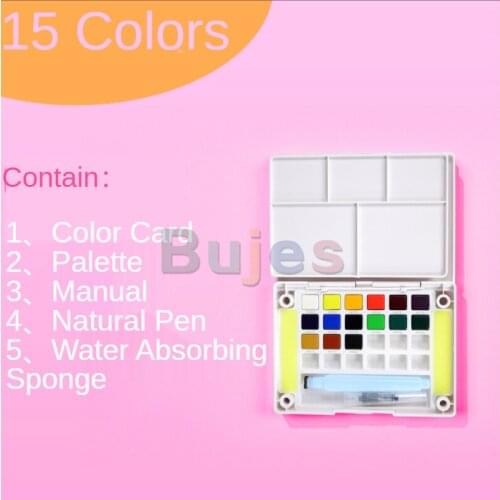 15 Colors Hardcover SAKURA Artist Solid Watercolor Paint Pigment Student Gouache Painting and Coloring Artist Quality Supplies