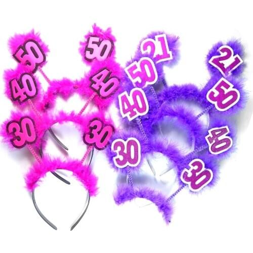 Event party decoration Birthday headband feather decoration hair accessories fun birthday party 21 30 40 50 favors supplies