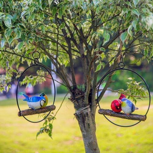 Garden Decoration Bird Ring Iron 2 Pcs Set for Garden Garden Miniature Decor