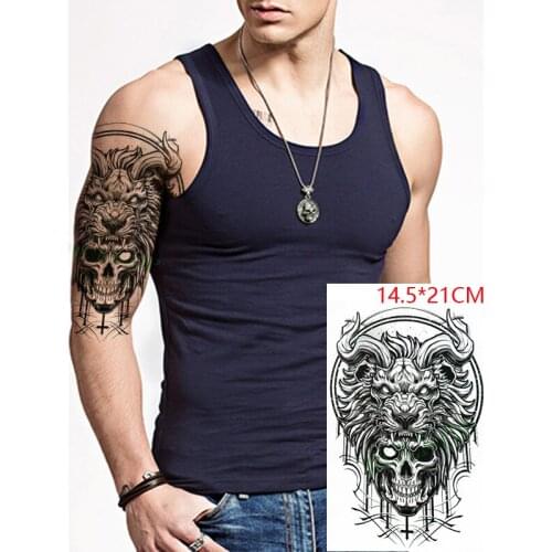 Waterproof Temporary Tattoo Sticker Lion Smile Skull Cross Tatto Stickers Flash Tatoo Fake Tattoos for Men Women