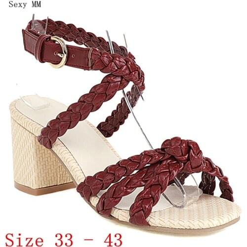 Women High Heel Sandals Ankle Strap Shoes Woman High Heels Gladiator Sandals Pumps Small Plus Size 33 - 40 41 42 43