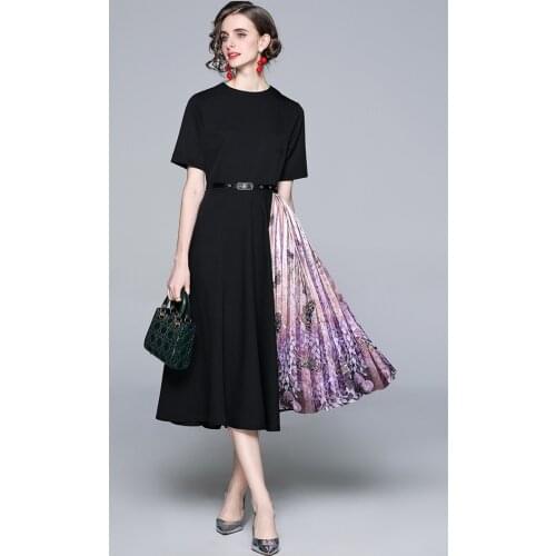 ZUOMAN Women Spring & Summer Elegant Dress Festa High Quality Long Vintage Party Robe Femme Patchwork Designer Black Vestidos