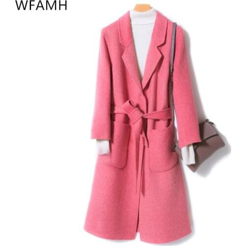 2020 Spring Fashion Slim Double Faced Cashmere Coat Female Autumn Casual Thicken Warm Wool Jacket 100% Pure Woolen Coats Women