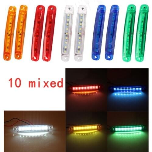 10Pcs Mixed 12V 24V 9LED Side Marker Light Turn Signal Clearance Light Side Light For Truck Trailer