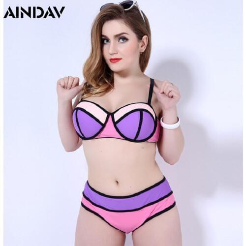 2019 New Push Up Plus Size Neoprene Bikini Set Women Sexy Swimsuit Bikini Set Women Biquini Large Swimwear Female Beach Wear