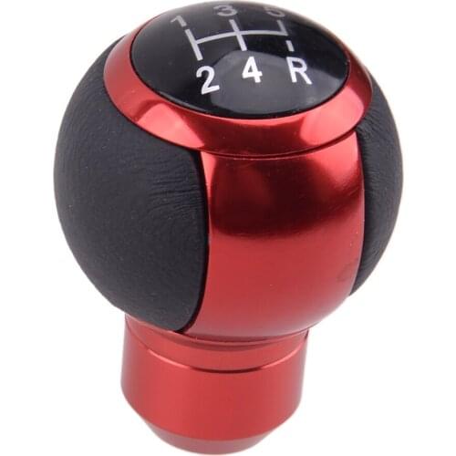 5 Speed Car Round Red Manual Transmission Car Gear Shifter Shift Lever Knob Fit for Universal Vehicles Trucks