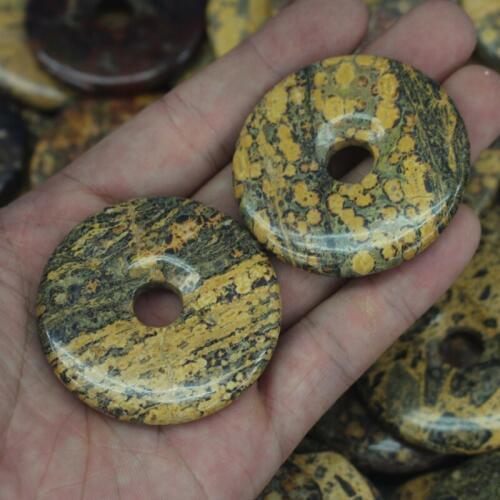 50mm donut shape natural Leopard jaspers stone beads natural GEM beads DIY loose beads for pendant making wholesale