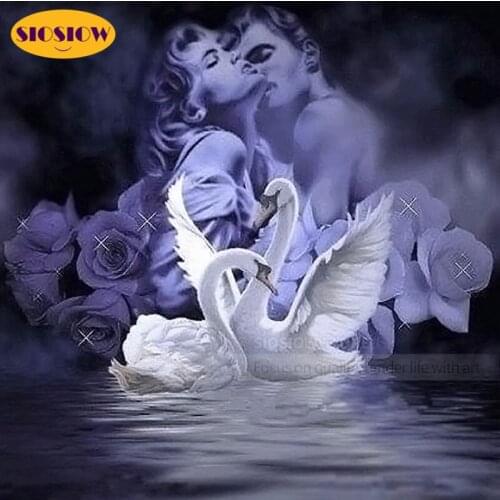 5D DIY Diamond Painting Swans Cross-Ctitch Kits Full Square Drilling Embroidery Home Decor Valentines Day Love Gifts For Couples