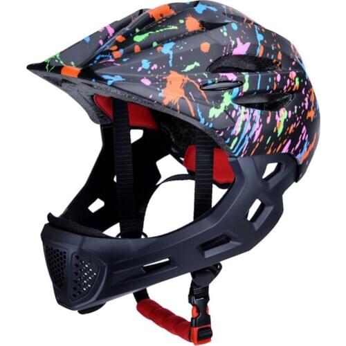 Balance Bike Safe Unisex Cycling Outdoor Children Chin Riding Full Face Protective Detachable With Rear Light Bicycle Helmet
