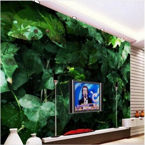 Beibehang Large custom wallpapers lifelike green leaves living room TV backdrop home decorative painting vector