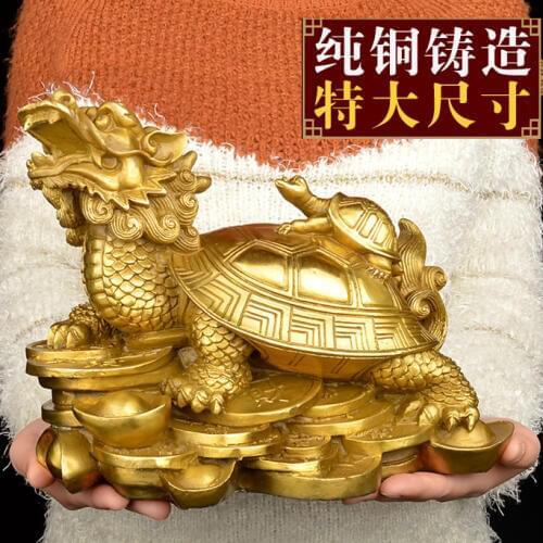 LARGE # 2020 HOME OFFICE Efficacious Mascot Talisman Money drawing wealth fortune Good luck brass fengshui dragon turtle statue