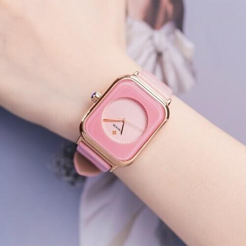 WWOOR Women Watches 2020 Ladies Watch Top Brand Luxury Square Wrist Watch For Women Leather Waterproof Clock Female montre femme