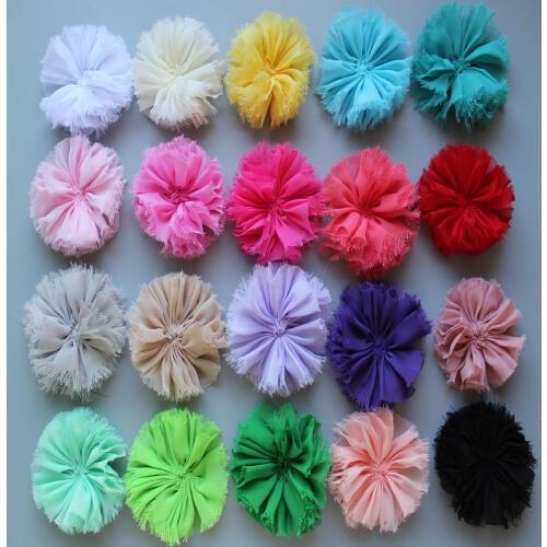 Hot Sale 2.76'' Shabby Chiffon Flower 16 Color For kids Girls Headband Hair Accessory 50pcs/lot Freeshipping