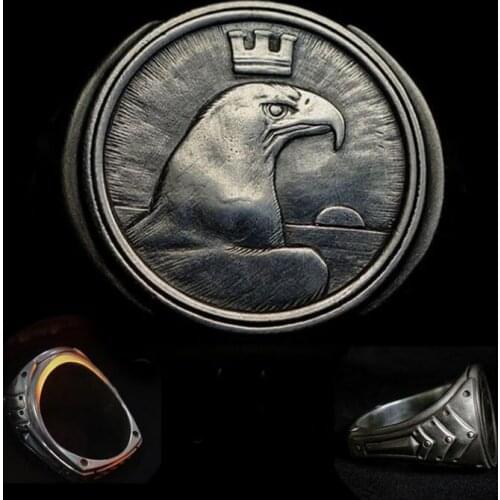 FDLK Vintage Punk Gothic Punk Style Ring Domineering Eagle Crown Mens Ring Fashion Mens Jewelry Size 6-13