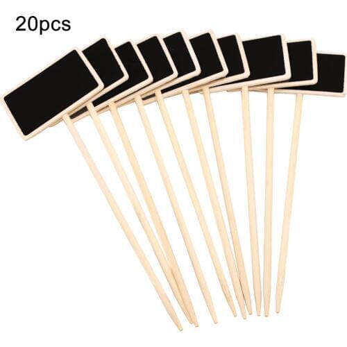 Plant Name Labels Home Garden Flower Herb Pot Blackboard Wooden Chalkboard Labels Round Rod Long