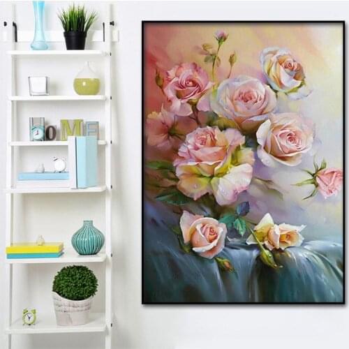 Classic rose oil painting Valentines Day decorative poster and printed Nordic wall painting home wall art decorative painting