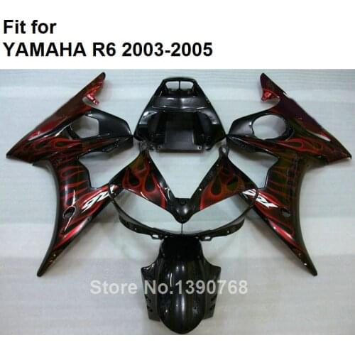 Bodywork kit for Yamaha YZF R6 2003 2004 2005 red flames black motorcycle parts fairings kit YZFR6 03 04 05 BC05