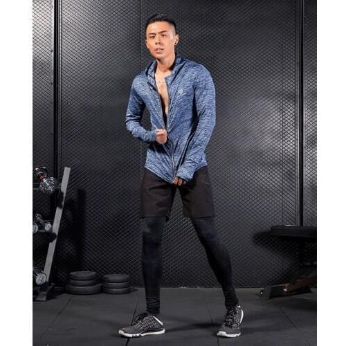 M-XXXL Men Sportswear Training Exercise Hooded Jacket Breathable Outdoor Fitness Coat Zipper Reflective Design Basketball Cloth