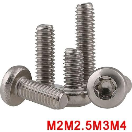 M2 M2.5 M3 M4 Torx Button Pan Head Machine Screw 304 Stainless Steel GB2672 Six Lobe Round Head Tamper Proof Security Screw Bolt