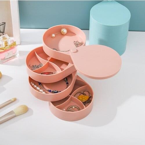 Multilayer Advanced Rotating Plastic Jewelry Box Necklace Earrings Earrings European Storage Box Net Red Packing Box