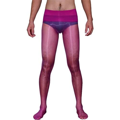 Mens Lingerie Sissy Transparent Pantyhose See-Through Sexy Tights Stockings Ultra Thin Seamless Solid Color Glossy Nightwear