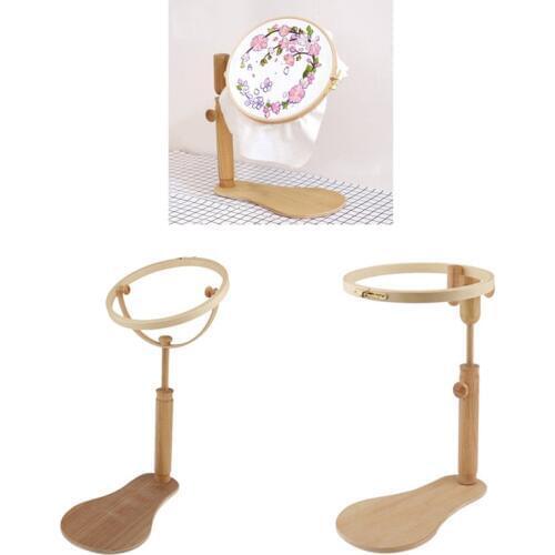 1 pcs Embroidery Stand Hoop Wood Embroidery Cross Stitch Hoop Set Adjustable Embroidery Hoop Ring Frame Sewing Tools