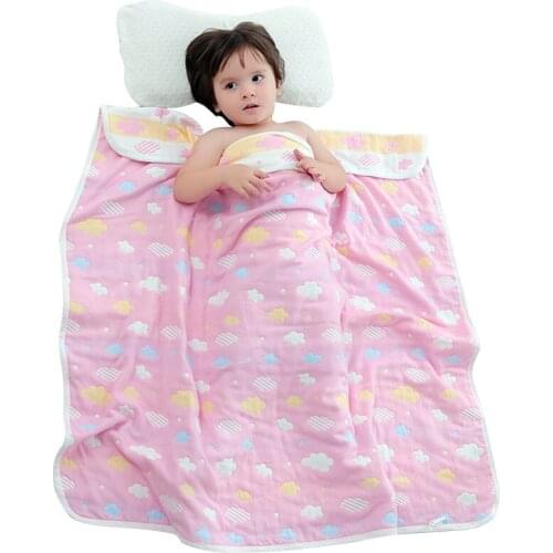 110*110CM Multicolor Cartoon Baby Blanket 6 Layers Gauze Newborns Bath Towel Swaddle Infants Blanket Kids Swaddle Children Quilt