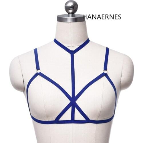 Sexy Multicolor Body Harness Cage Lingerie Harness Goth Bra 90s Cupless Lingerie Women Body Harness Belt Harness Belt Strap Bra