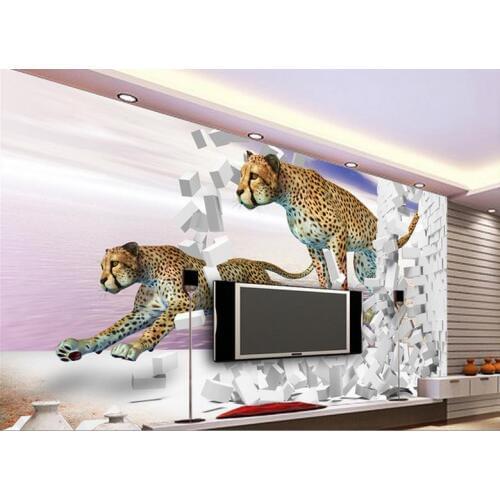Custom 3d wallpaper Leopard Brick Wall Decorative Backdrop Wall living 3d wallpaper custom photo wallpaper 3d