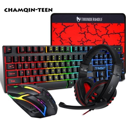 Wired Gaming Keyboard and Mouse Headphone Set RGB Computer Gamer Keyboard Mouse Combos Keyboards for PC LED Backlit Keyboard