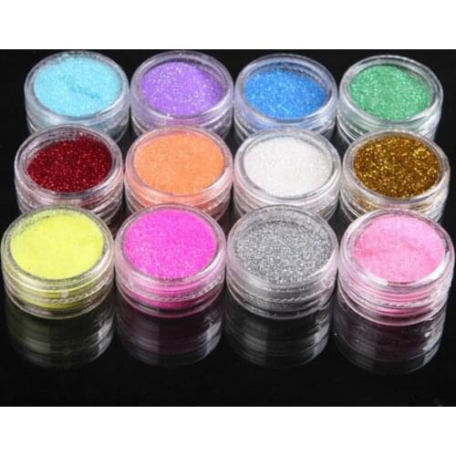 12Pcs Nail Powder Fashion Bright Color Stylish Powder Manicure Nail Art Set for Beauty