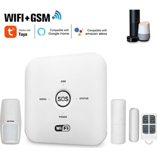 Tuya Smart WIFI GSM Home Security Alarm System PIR Remote Controlled 100-240V Alarm System for Home for Alexa Google Assistant