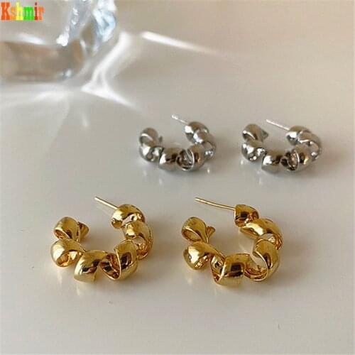 Designed with twisted metal earring for women Korean metal simple fashion earrings with stud earrings for girls jewelry gifts