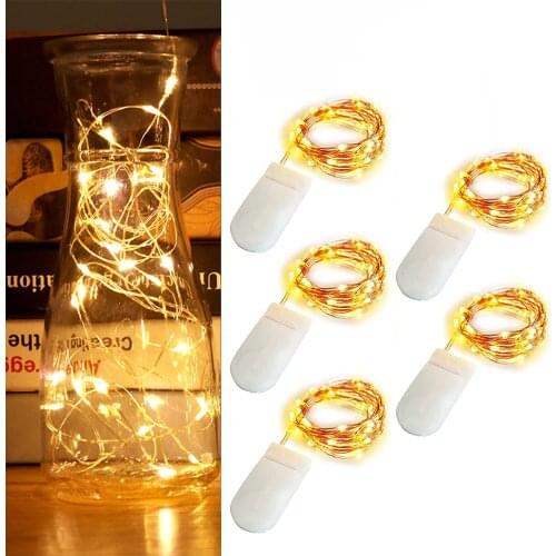 5pcs1M 2M 3M LED Copper Wire String Light 2*CR2032 Battery Powered Christmas Wedding Party Fairy String Decorations Lights
