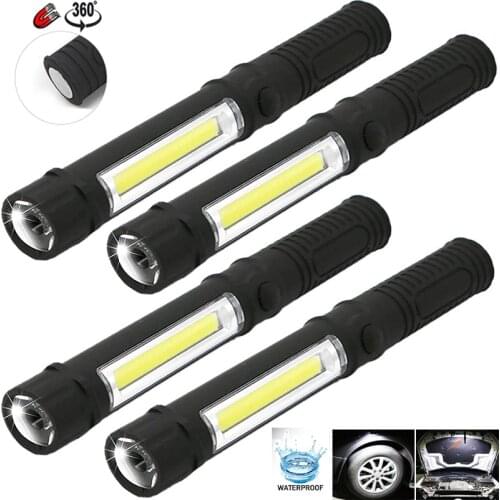 2000 Lumens COB LED Work Flashlight with Magnetic Base and Clip Portable lanterns Working Inspection Torches COB LED flashlight