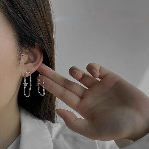 U-Magical Luxury Cubic Zircon Star Long Tassel Dangle Earrings for Women Femme Textured Chain Geometric Earrings Jewellery