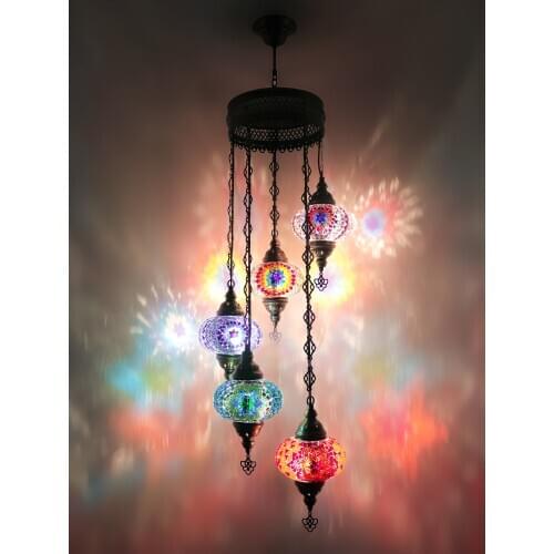 Amazing 5 Big Glob Turkish mosaic chandelier ceiling Moroccan