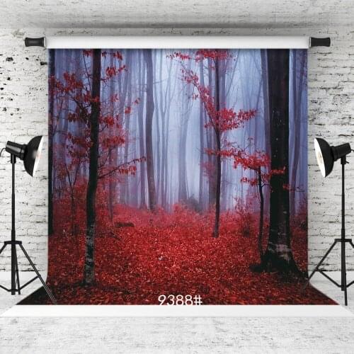 Flog Forest Red Leaves Vinyl Photography Background Customized For Wedding Children Baby Backdrop Photo Studio Photocall