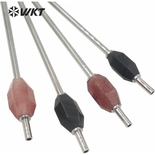 WT-G272A WKT hot sales new stone color chunky straw pipe women healthy energy stone straw water pipe stainless steel straw pipe