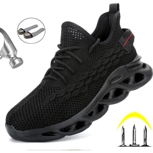 Safety Shoes Men Work Sneakers Male Indestructible Work Boots Men Steel Toe Shoes Lightweight Men Shoes Work Puncture-Proof Boot