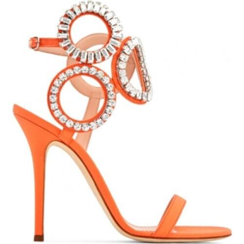 Spring PU Neon Pointed Toe Sandals Women Rhinestone Buckle Strap Super High Heels Shoes Women Fashion Ladies Shoes Sandalias