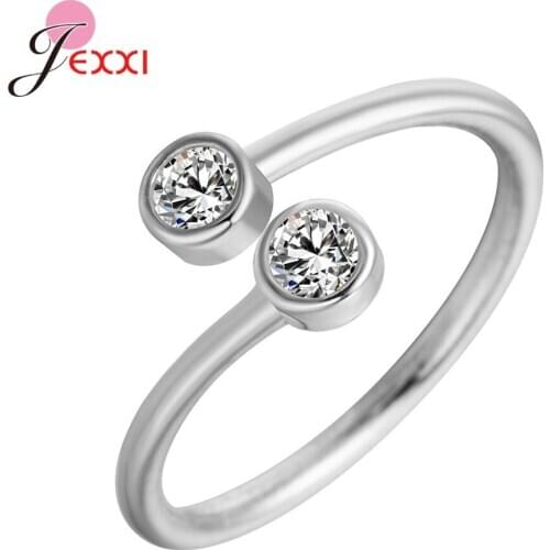 Wholesale Genuine 925 Sterling Silver Rings For Women Simple Style Design High Quality Fashion Crystal Rings For Dance Party
