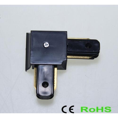 1m LED track rail Track light rail connectors, connect 90 degree right angle corner connector, 2 phase cable connnecting